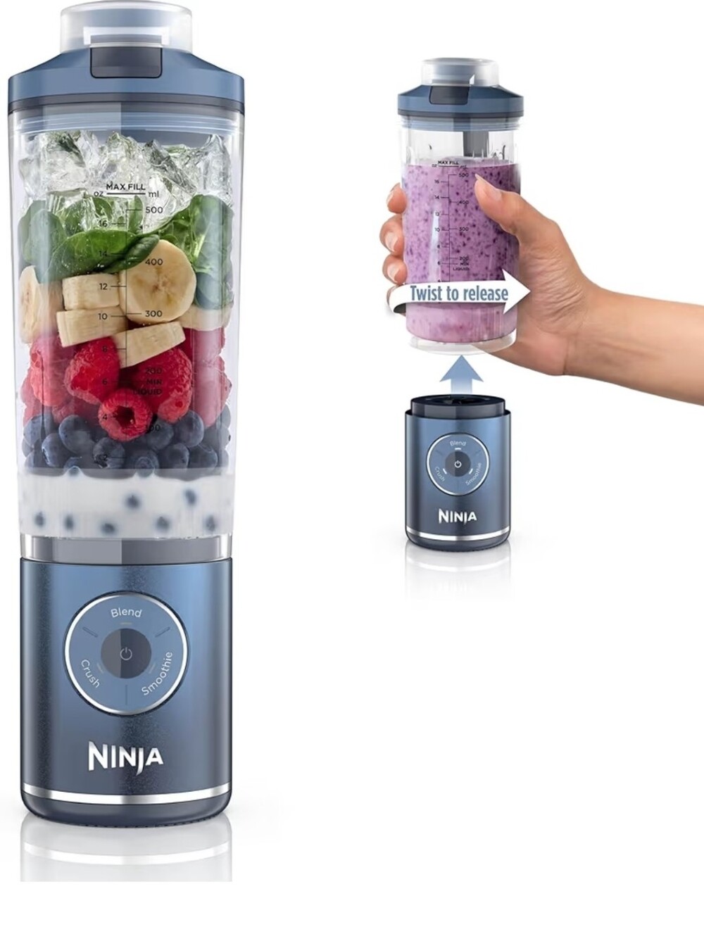 Ninja Personal Blender - Blue Portable Smoothie Cup